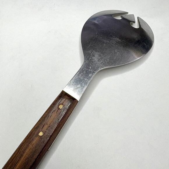 Vtg MCM Salad Serving Fork Only Rosewood Handle Japan Stainless Replacement 13" - Picture 6 of 7